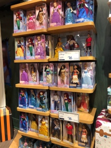 Wall full of Disney Princess at the Disney store